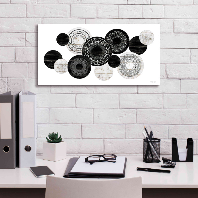 «Textured Circles» par Cindy Jacobs, estampe numérique sur toile, 60 po x 30 po, H 12 po x l 24 po x P 0,75 po