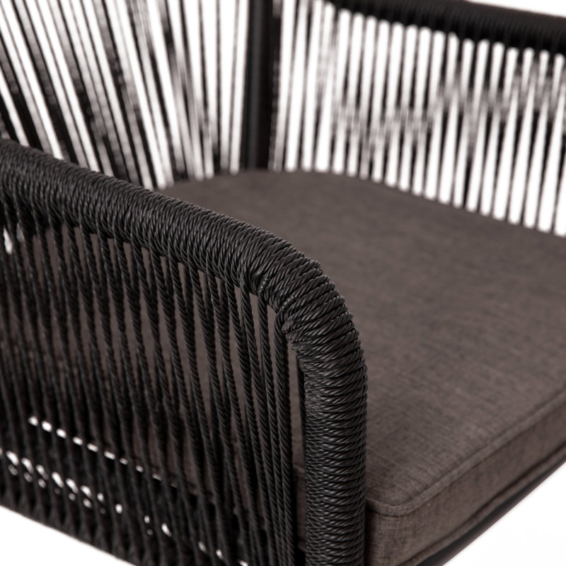 Chaise de patio empilable tissée avec coussins Avamarti, gris, Noir