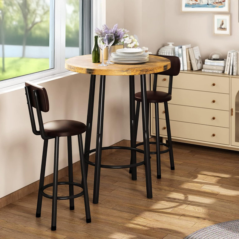 Joeen 2 - Person Four Leg Dining Set, Rustic Brown