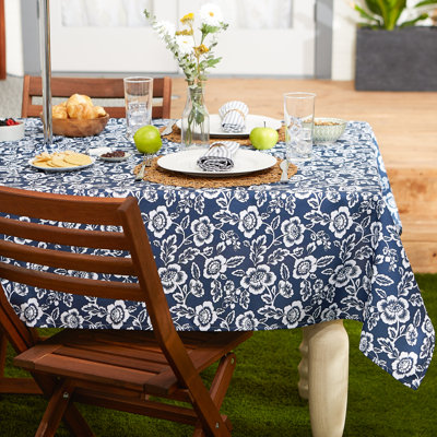 STONE FLORAL PRINT OUTDOOR TABLECLOTH 60X84