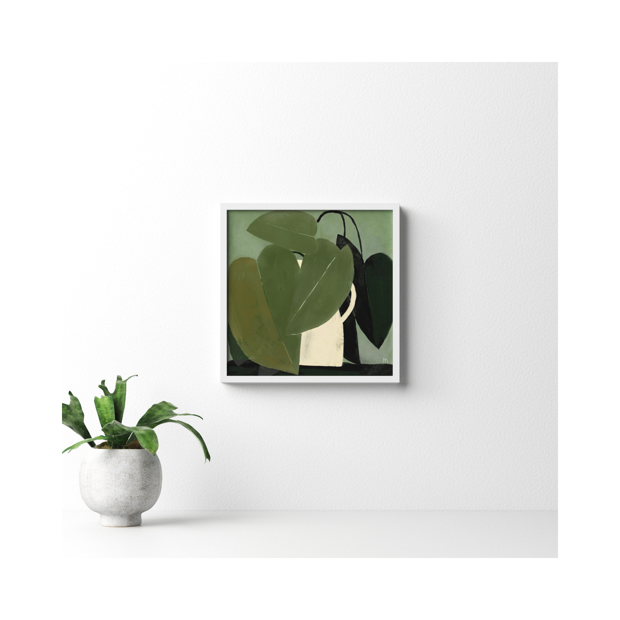 Green On Green by StudioM, White, 16" H x 16" W x 1.25" D