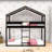 Twin Over Twin Wooden House-Shaped Bunk Bed With Tent Design-1632210920