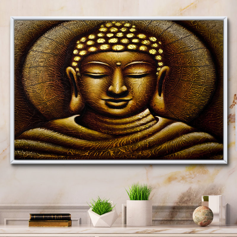 Budha - reproduction sur toile, H 8 po x l 12 po x P 1 po, Cadre flottant blanc