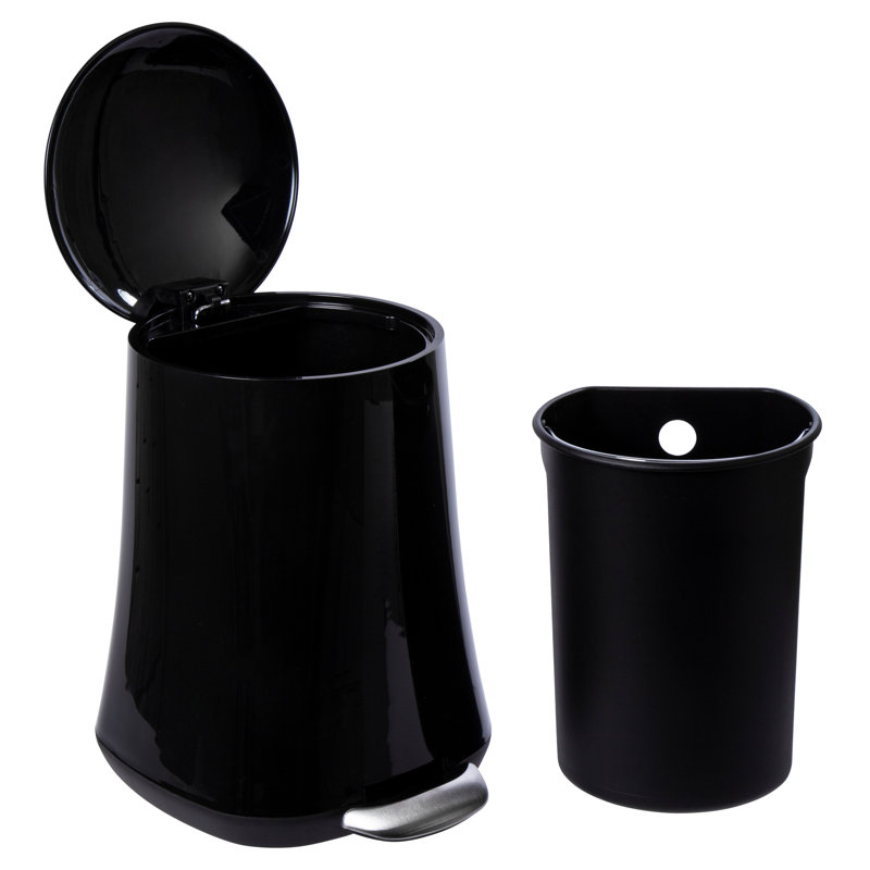 Poubelle à pédale 1,3 gallons en plastique, Noir