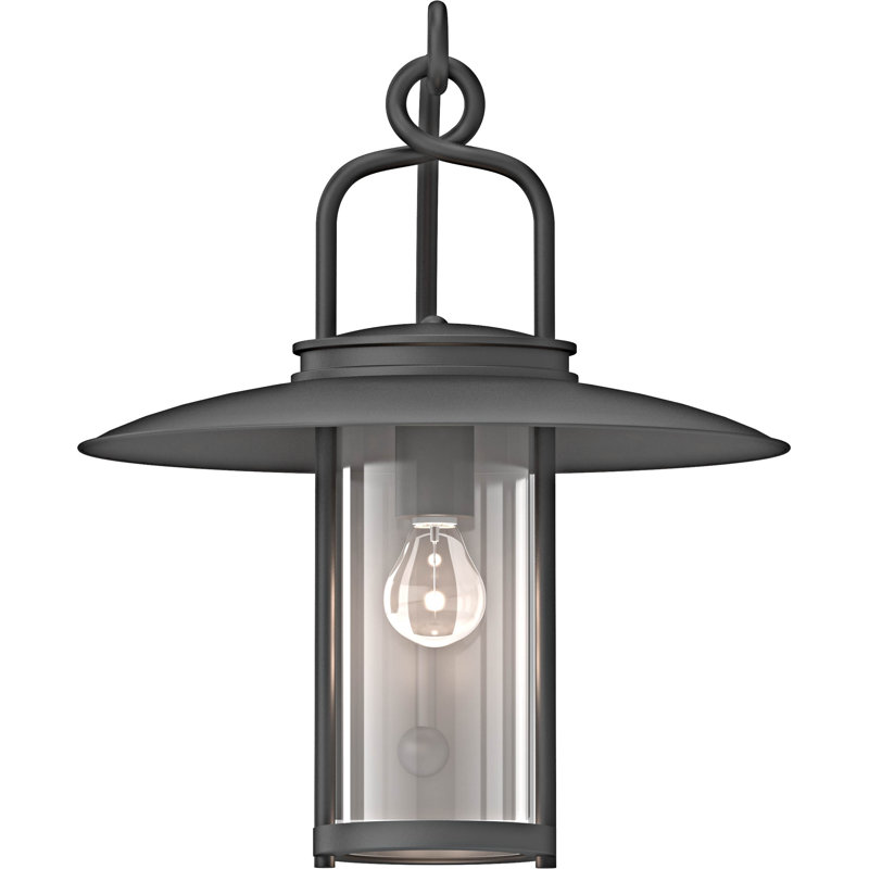 1-Light Indoor or Outdoor Black Hanging Lamp Lantern Wall Mount or Wall Sconce with Clear Glass Cylinder