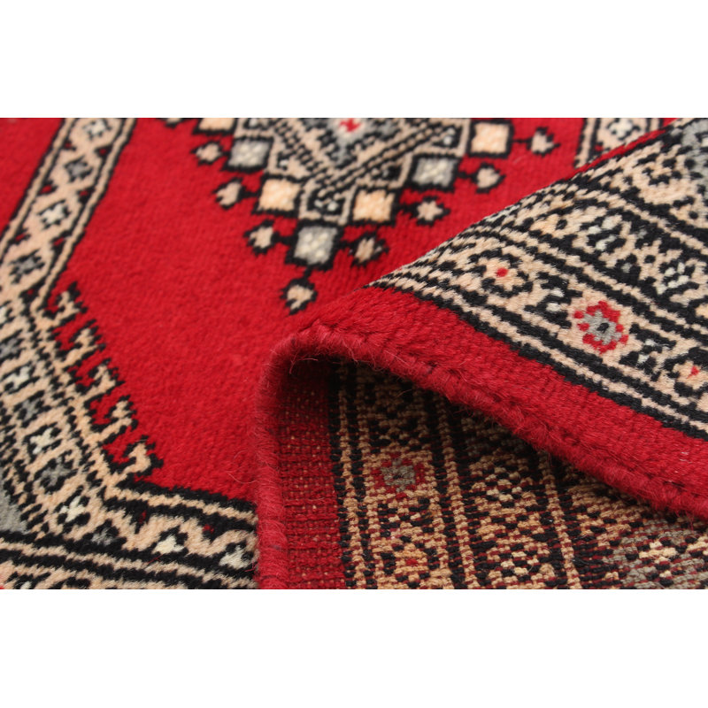 Tapis en laine rouge/brun 3 pi x 5 pi 4 po à la main one-of-kind-noué la 2010 bokhara Belluno