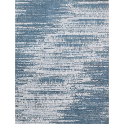 Tapis noué à la main en bleu / gris