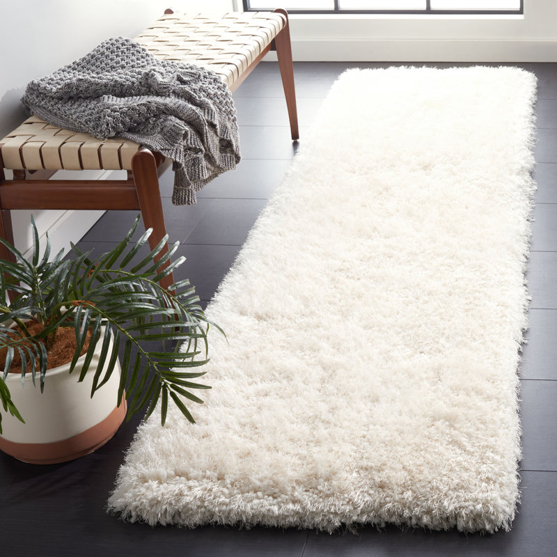 Tapis ivoire touffeté à la main Jayne, Tapis de couloir 2 pi 3 po x 6 pi
