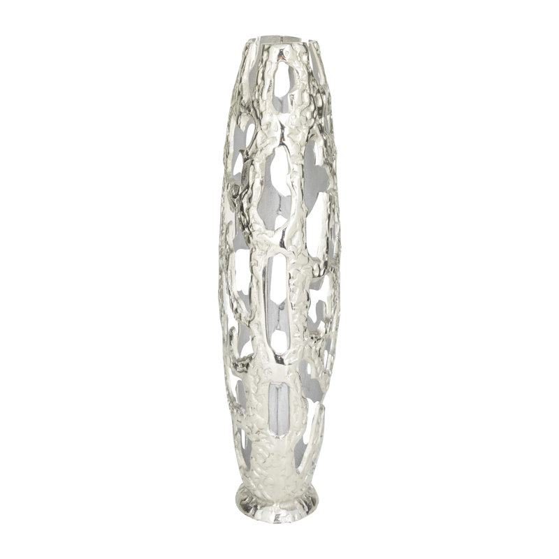 Silver Hollow Design Decorative Metal Table Vase