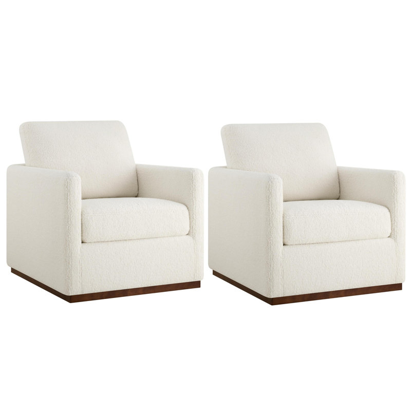 Fauteuil pivotant rembourré avec coussins réversibles Bobbi, Tissu crème Aries