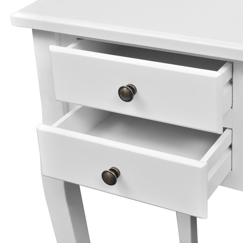 Conti Wooden French Desk with Curved Legs and 5 Drawers