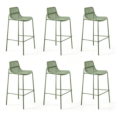 Chaise d'appoint verte à dossier bas (ensemble de 6)