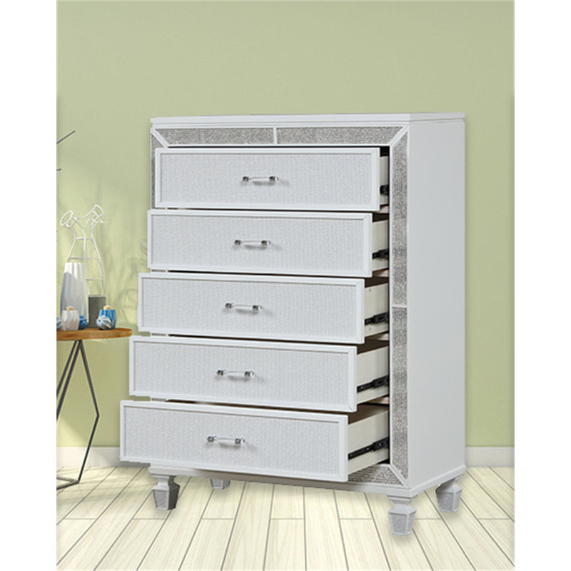 Commode 5 tiroirs l 37 po MIGGINS, Blanc