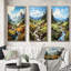 «Mountains Sharp Summer Peaks», 3 pièces sur toile-25296433-25296439