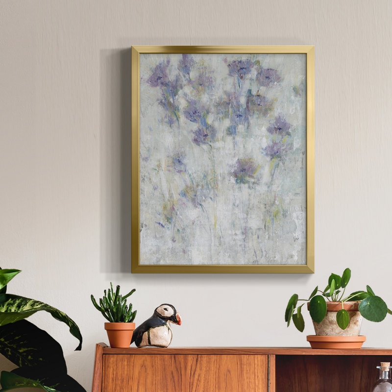 Lavande florale Fresco I - toile encadrée de qualité supérieure - prête à être accrochée