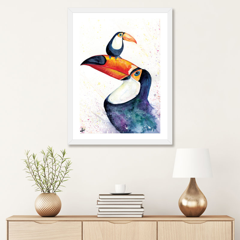 Décoration murale pour enfants Toucan, H 24 po x l 16 po x P 1 po, Papier encadré blanc