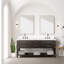 Meuble-lavabo double en chêne brun 72 po X P 22 po D, avec plateau en marbre de culture-117970972-117970970