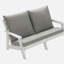 Causeuse avec coussin, canapé de jardin d'extérieur en grain de bois HiPS, blanc / gris