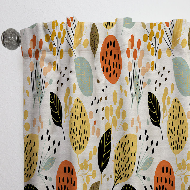 Gentle Tropical Foliage Blackout Faux Linen Curtain Panel