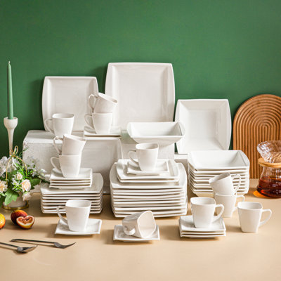 Services de vaisselle en porcelaine 60 pièces Blance, service pour 12