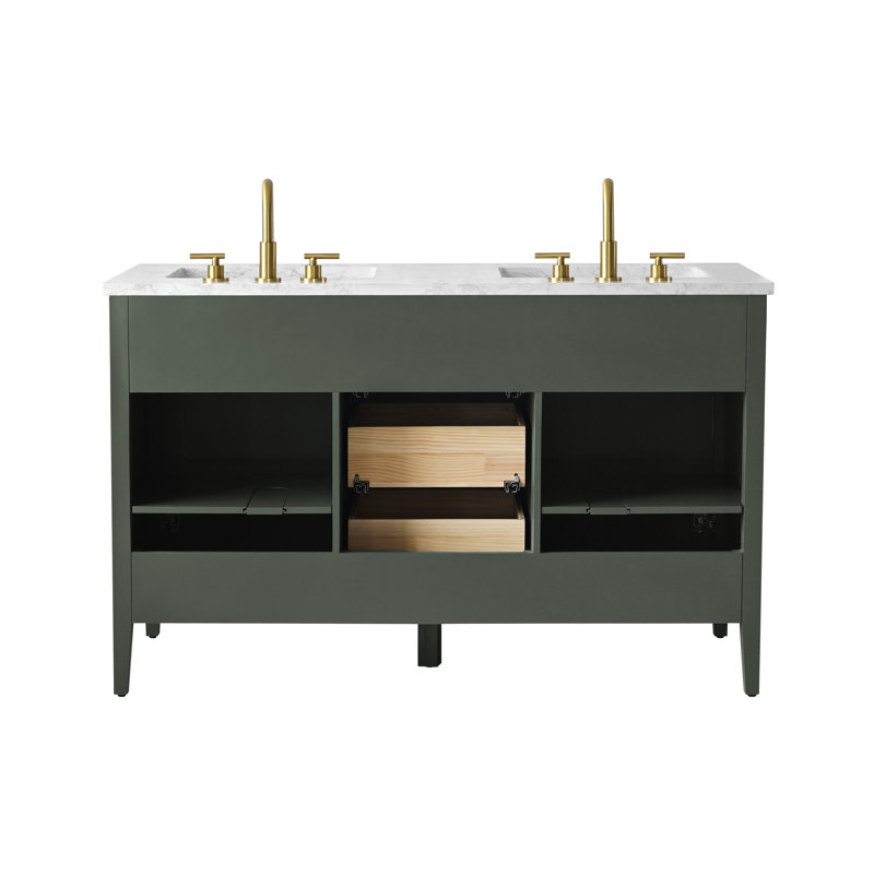 Emma 54" W Double Vanity, Vintage Green/Brushed Bronze