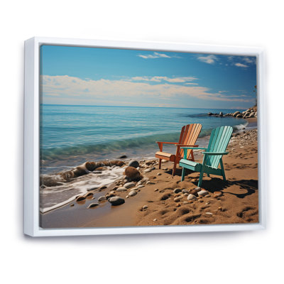 Chaises de plage bleu sarcelle et orange sur toile