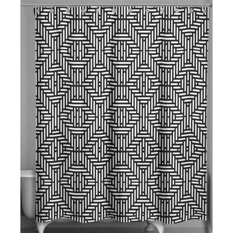 Rideau de douche simple géométrique Travers, Noir