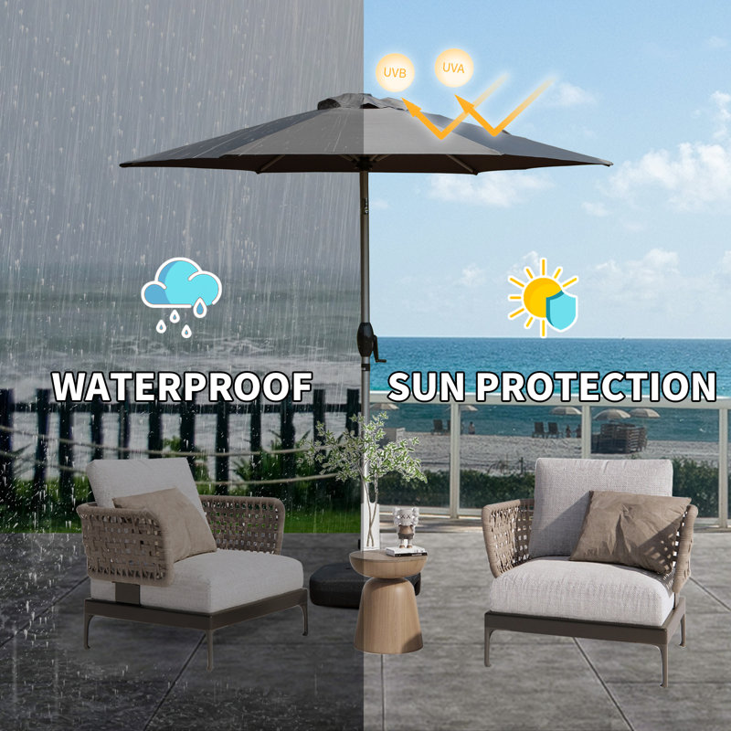 Parasol de patio 116,14 po Sirley, Gris
