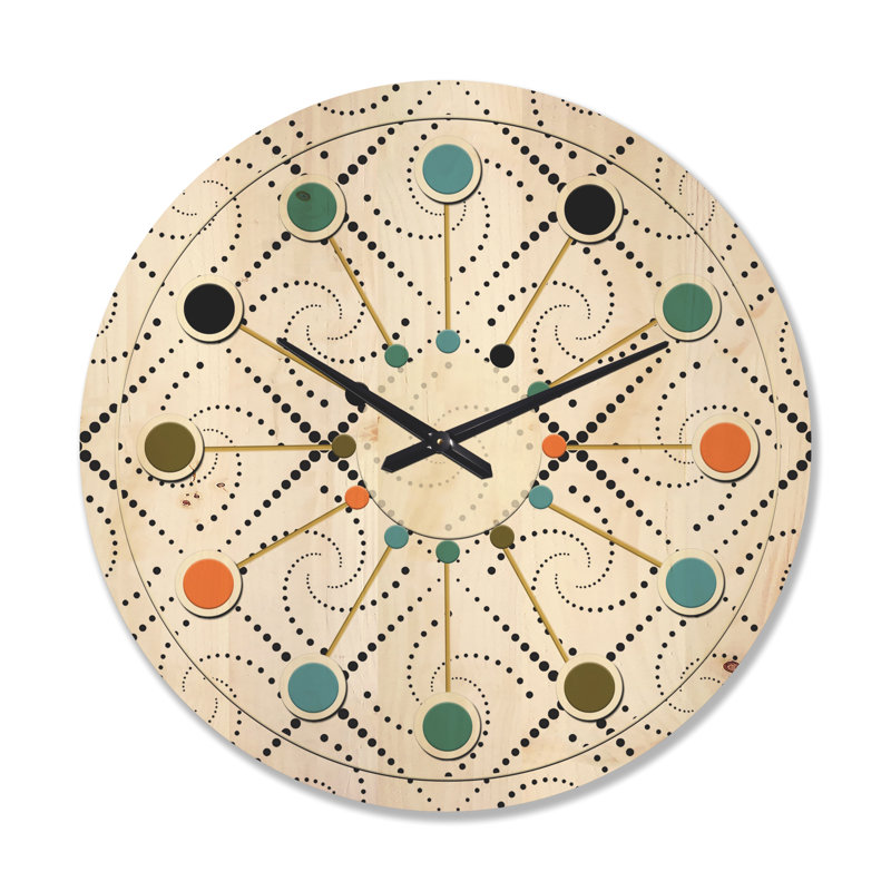 Horloge murale géométrique en bois à motif abstrait minimaliste III, Grand