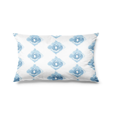 Modern Decorative Cushion - Scandinavian Blue And White Whisper Ikat Printed Throw Pillow