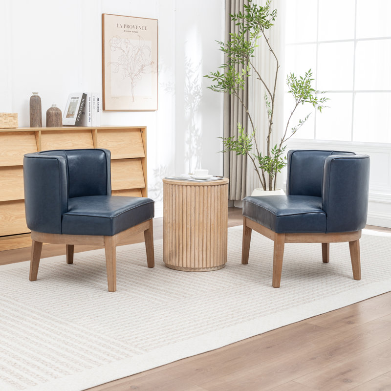 Karoll Upholstered Barrel Chair, Navy