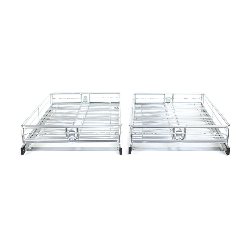 Origami 2SD-13 Large Kitchen Sliding Pullout Cabinet Storage Organizer, Silver, 2 Pack