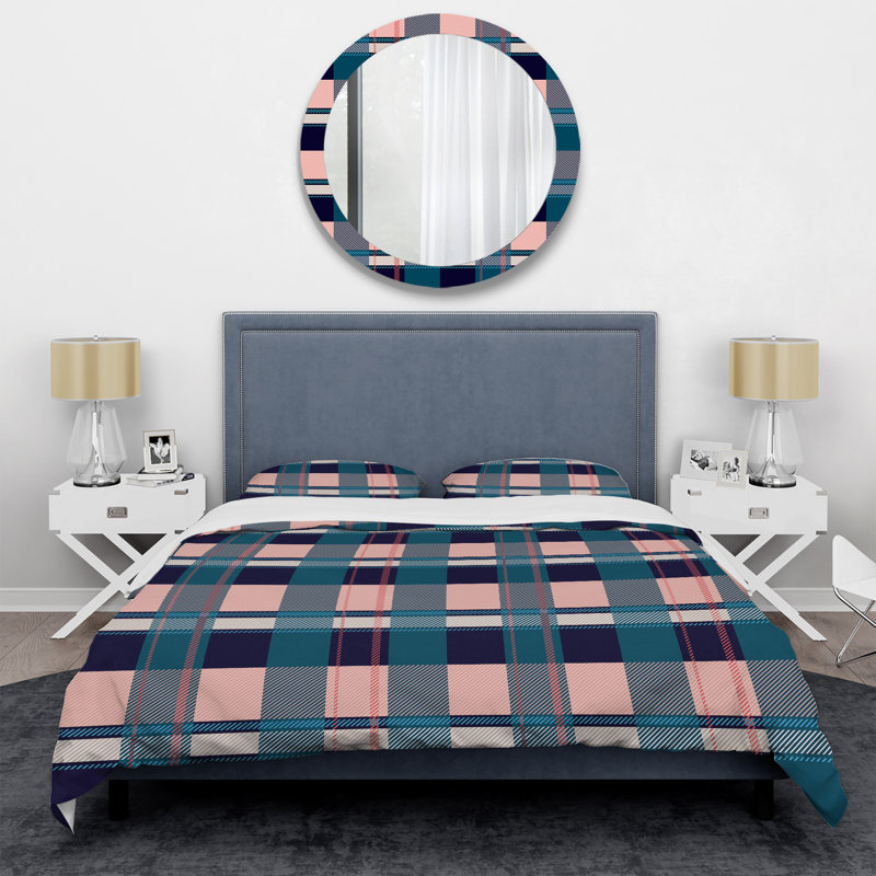 Ensemble de housse de couette en microfibre rose / bleu / bleu sarcelle 3 pièces