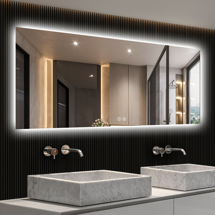 Orren Ellis Antonipillai LED Bathroom Mirror, Dimmable Vanity Mirror Anti- Fog Wall Mounted Lighted & Reviews