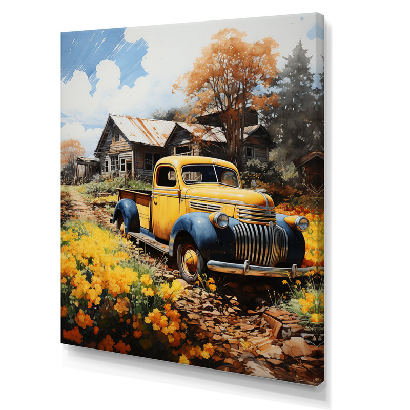 Wynde Pickup Truck Rustic Rides II - Imprimé, H 40 po x l 30 po x P 1,5 po, Toile tendue