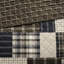 Courtepointe - 3 pièces, réversible, noir / brun, surface en microfibre, pièce en bois matelassé à motif de canaux, taies décoratives à fermeture à glissière,