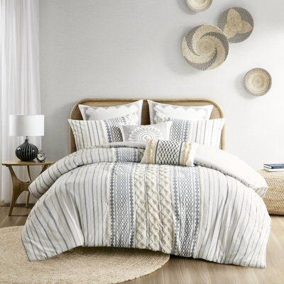 Édredon très grand / très grand avec motifs en chenille de tissu de coton -