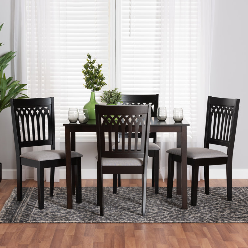 Ensemble repas pour 4 personnes Leesville, Marron foncé, Gris
