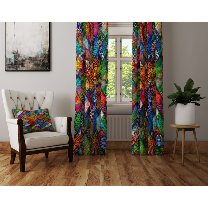 Panneaux de rideaux géométriques à motif mandala Gypsy, L 40 po x L 61 po