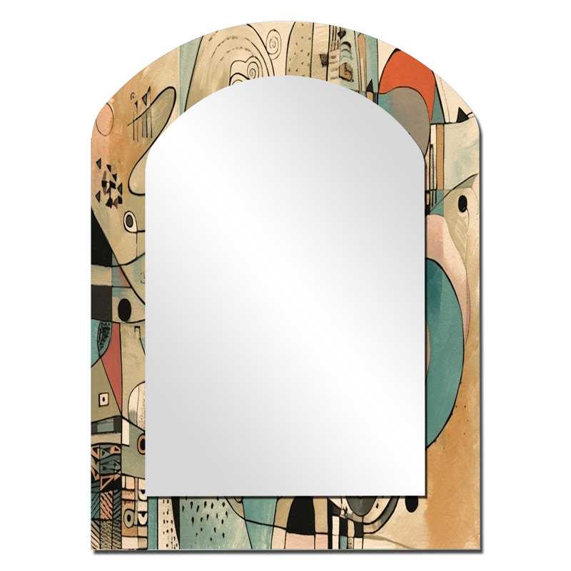 «Golden Mid Century Boho», miroir mural asymétrique minimaliste, 34 po x 25 po