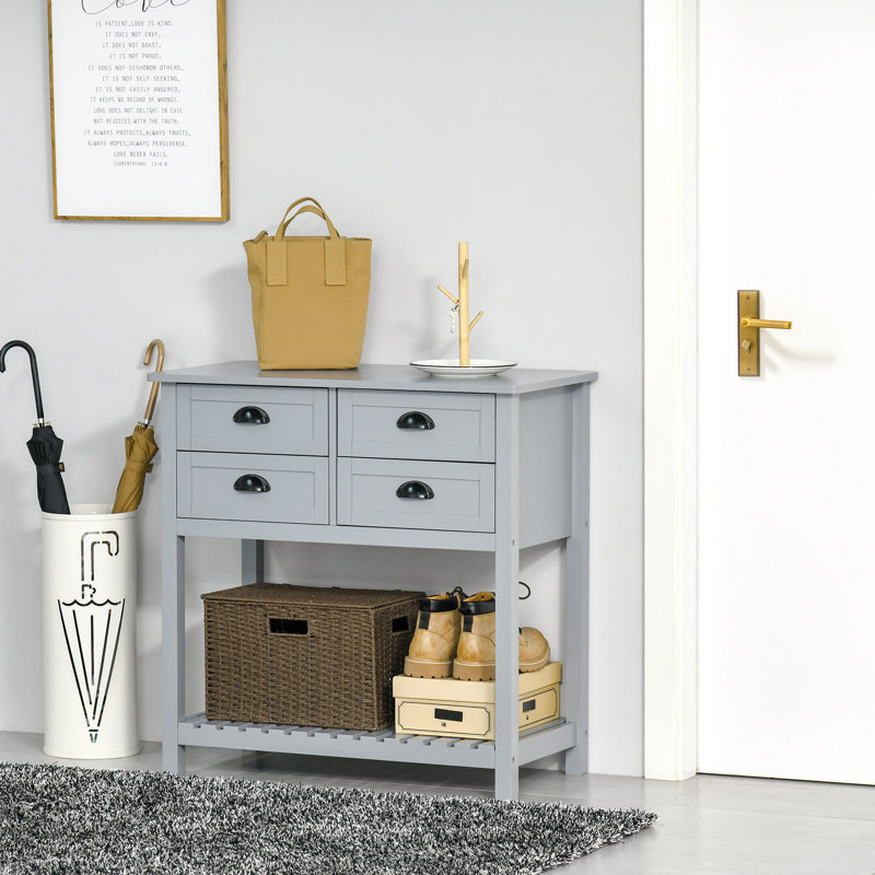 Coffee Bar Cabinet with Drawers and Slatted Bottom Shelf, Grey