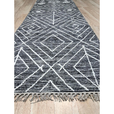 Luxurious Kilim Charcoal Handmade Wool Area Rug