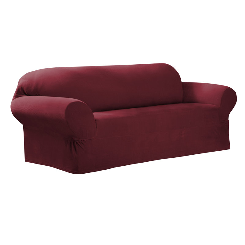 Box Cushion Sofa Slipcover, Red