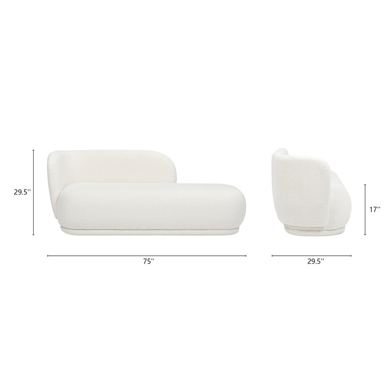 Lealani Upholstered Chaise Lounge, White Boucle