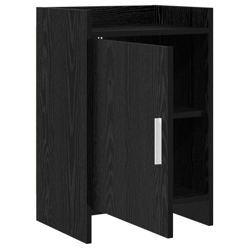 40cm W Composite Bedside Table, Black Oak