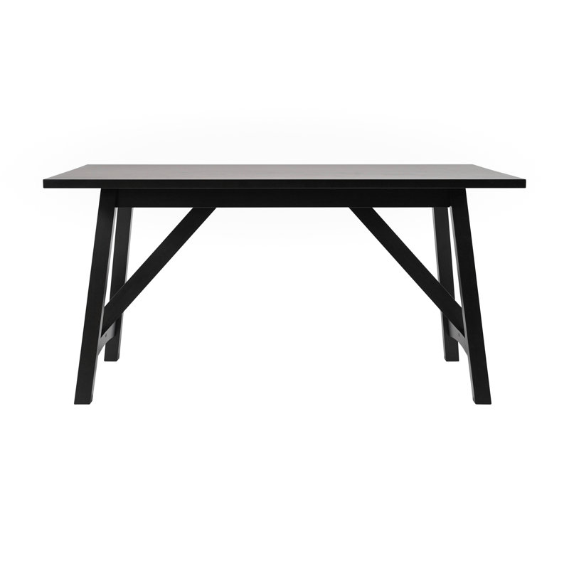 Farmhouse Style Solid Wood Commercial Grade Trestle Base Dining Table, Black