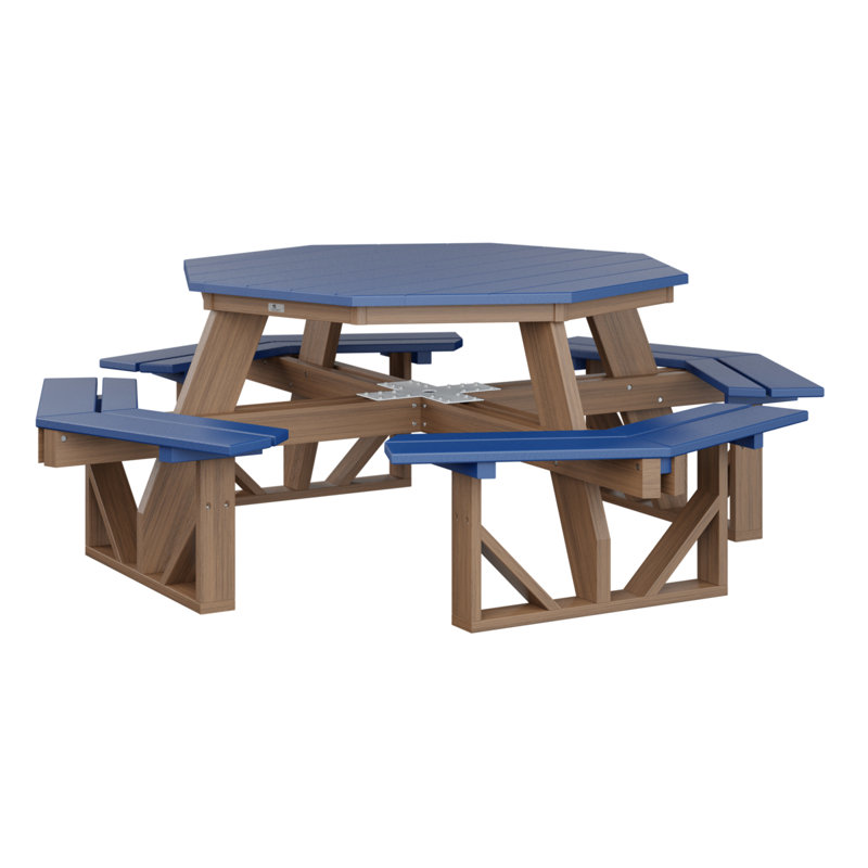 Table de pique-nique Ada, Pacific Blue Top/Antique Mahogany Base