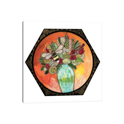 Bee And Blooms by Lynnette Shelley - Wrapped Canvas Painting