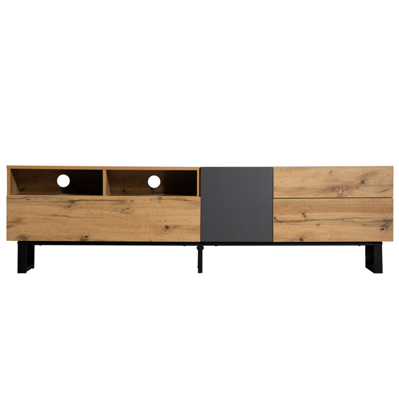 Modern TV Stand With Double Storage Space, Media Console Table, Entertainment Center With Drop Down Door For Living Room, Bedroom, Home Theatre