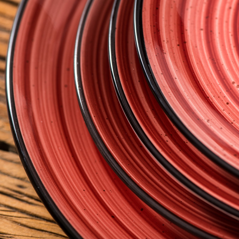 Whittier 24 Piece Stoneware Dinnerware Set - Service for 6, Red